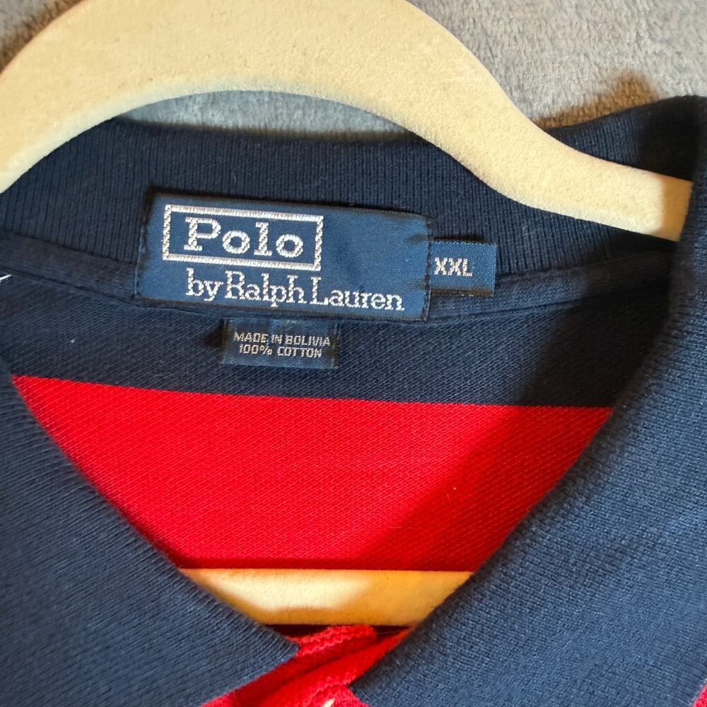 Lot 2 Vintage Polo Ralph Lauren Striped Polo Shirts Mens XXL Pony Logo - Picture 8 of 10